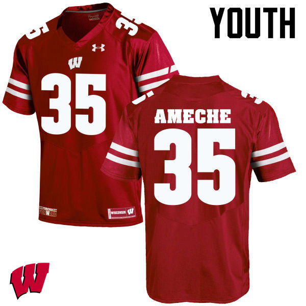 Youth Wisconsin Badgers #35 Alan Ameche College Football Jerseys-Red - Click Image to Close